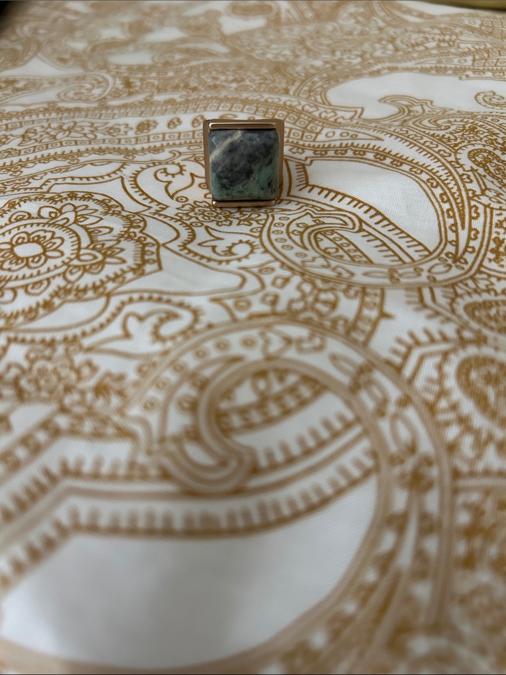 Banana Republic Green and Gold Square Stone Ring
